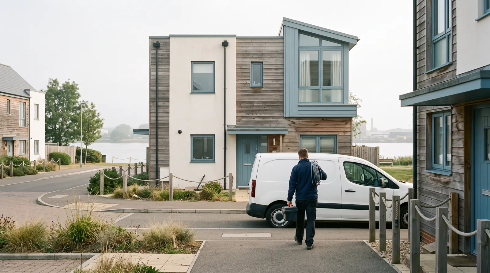Electrician arriving at a home in Northfleet